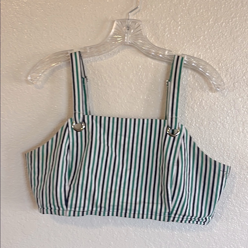Urban Outfitters Green and White Striped Crop Top
